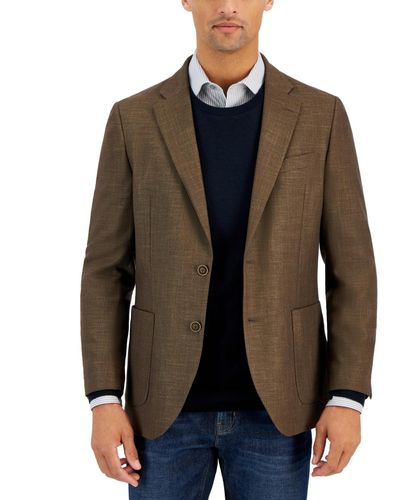 Nautica Modern-fit Active Stretch Woven Solid Sport Coat - Brown