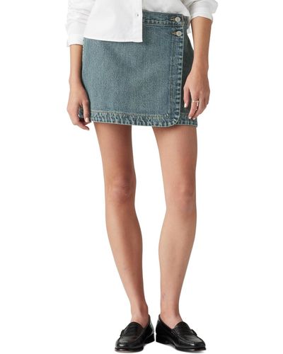 Levi's Cotton Denim Mid-rise Wrap Skirt - Blue