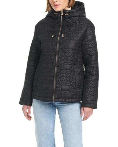 Kate Spade Signature Zip-front Water-resistant Quilted Jacket - Black