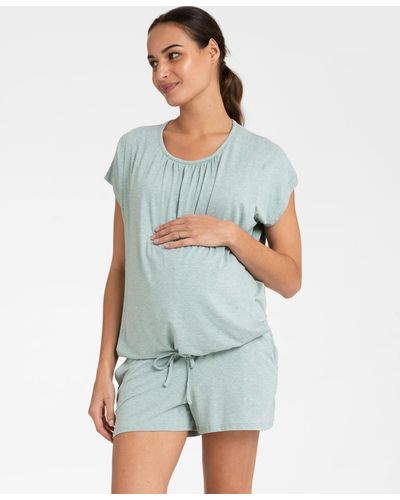 Seraphine Ultra-soft Maternity And Nursing Short Pajamas - Blue