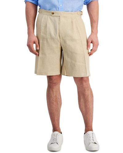 Club Room Regular-fit Pleated 9" Linen Shorts - Natural