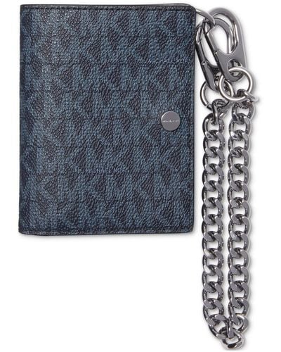 Michael Kors Zip Billfold Logo Wallet & Chain - Blue