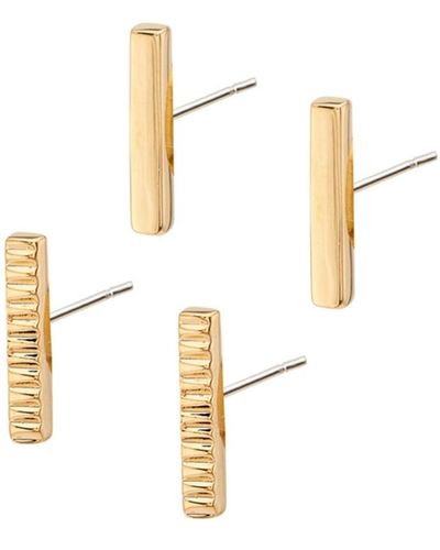 Soko 24k -plated Meta Bar Stud Earring 4 Piece Set - Metallic