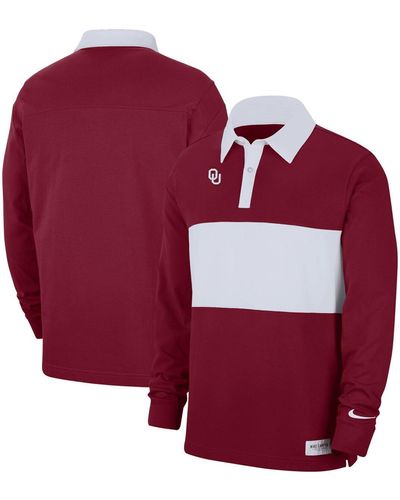 Nike Oklahoma Sooners Striped Long Sleeve Polo Shirt - Red