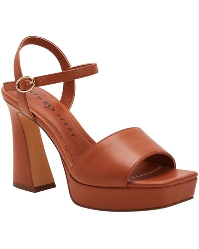 Katy Perry Square Open Platform Sandals - Brown