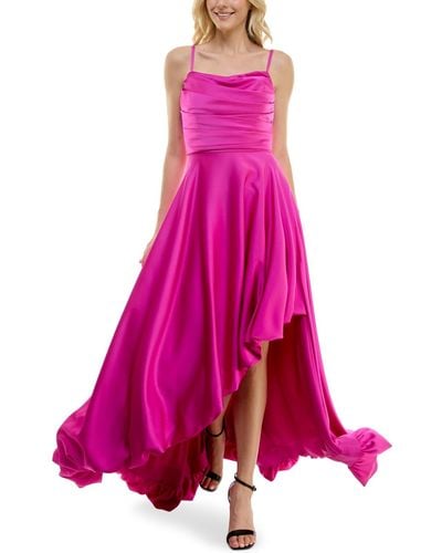 Taylor Asymmetric Sleeveless Satin Gown - Pink