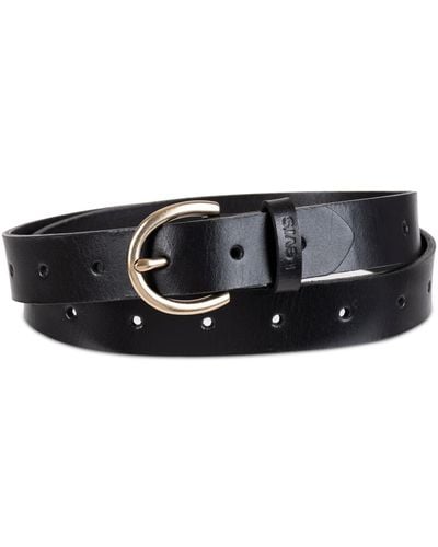 Levi's Slim Adjustable Perforated Leather Belt - Black