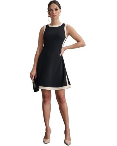 DKNY Colorblocked Fit & Flare Mini Dress - Black