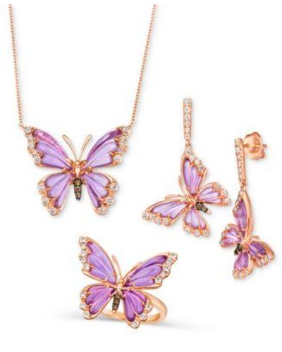 Le Vian Grape Amethyst Diamond Butterfly Jewelry Collection In 14k Rose Gold - Pink