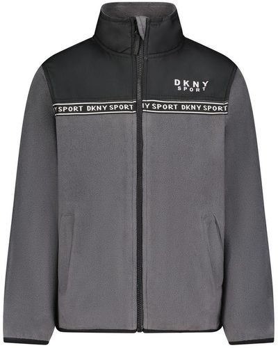 DKNY Boys Polar Fleece Zip Up Jacket - Gray