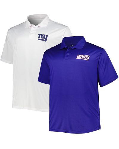 Fanatics Royal And White New York Giants Big And Tall Solid Two-pack Polo Shirt Set - Blue