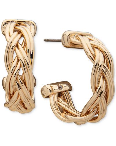 Anne Klein Tone Small Loose Braid C-hoop Earrings - Metallic