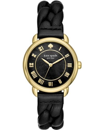 Kate Spade Lily Avenue Three Hand Leather Watch 34mm - Metallic