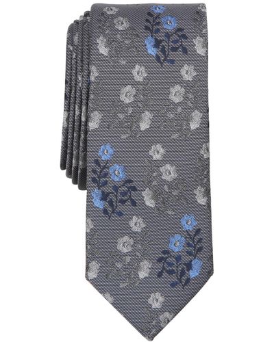 BarIII Lancing Floral Tie - Gray