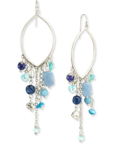 Style & Co. Mixed Gemstone Fringe Open Oval Statement Earrings - Blue
