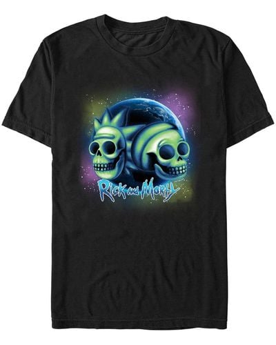 Fifth Sun Rick And Morty Space Skulls Short Sleeve T-shirt - Black