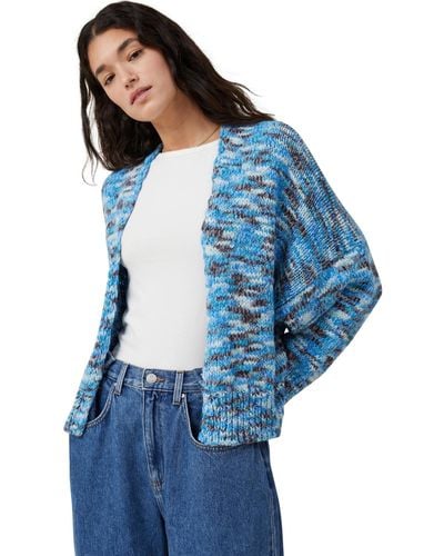Cotton On Happy Crop Cardigan Sweater - Blue