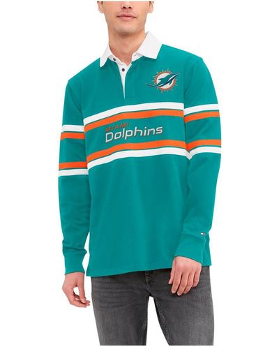 Tommy Hilfiger Miami Dolphins Cory Varsity Rugby Long Sleeve T-shirt - Blue