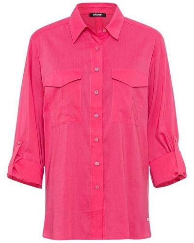 Olsen Cotton Viscose Long Sleeve Shirt - Pink