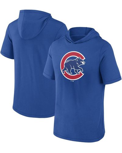 Fanatics Chicago Cubs Short Sleeve Hoodie T-shirt - Blue