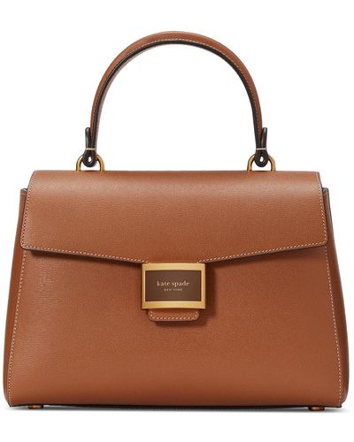Kate Spade Katy Textured Leather Small Top Handle Handbag - Brown