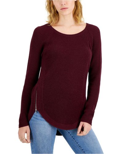 INC International Concepts Waffle-knit Side-zip Tunic Sweater, Created For Macy's - Purple