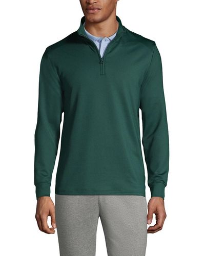 Lands' End School Uniform Quarter Zip Pullover T-shirts - Green