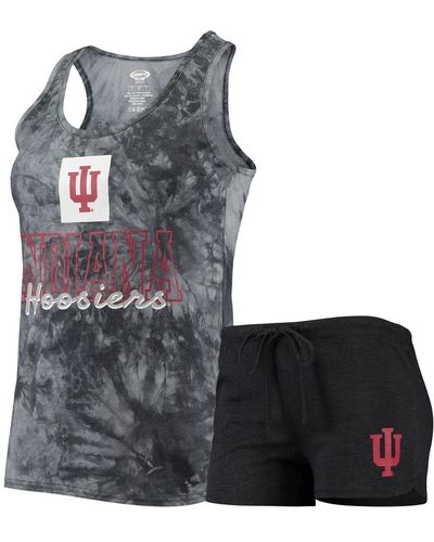 Concepts Sport Indiana Hoosiers Billboard Tie-dye Tank Top And Shorts Set - Black