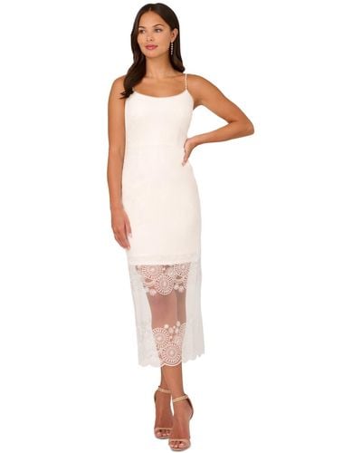 Adrianna Papell Embroidered Beaded-strap Sheath Dress - White