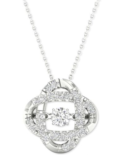 Twinkling Diamond Star Diamond Interlocking Oval 18" Pendant Necklace (1/4 Ct. T.w. - White