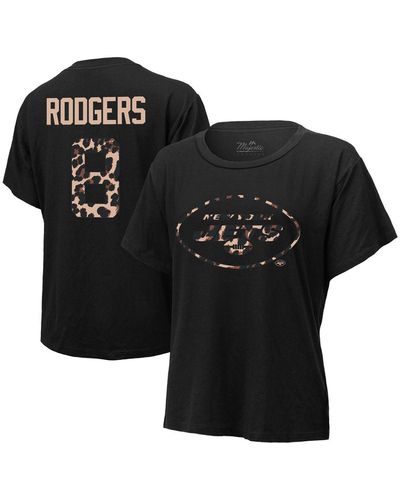 Majestic Threads Aaron Rodgers New York Jets Leopard Player Name And Number Tri-blend T-shirt - Black