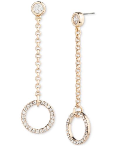 Lauren by Ralph Lauren Gold-tone Crystal Rolo Chain Linear Earrings - White
