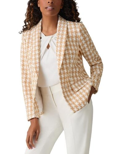 Kasper Houndstooth Faux Double-breasted Jacket - Natural