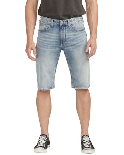 Silver Jeans Co. Zac Athletic Fit 12.5" Denim Shorts - Blue