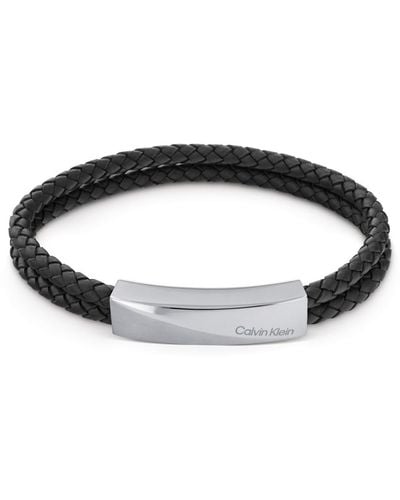 Calvin Klein Brown Leather Bracelet - Black
