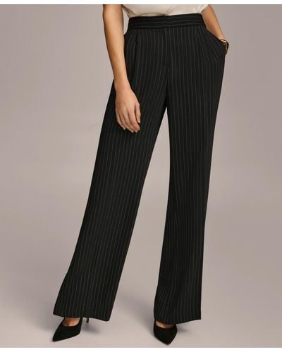 Donna Karan Pinstripe Wide-leg Pant - Black