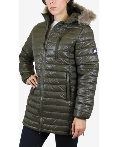 Galaxy By Harvic Quilted Long Puffer Coat - Gray
