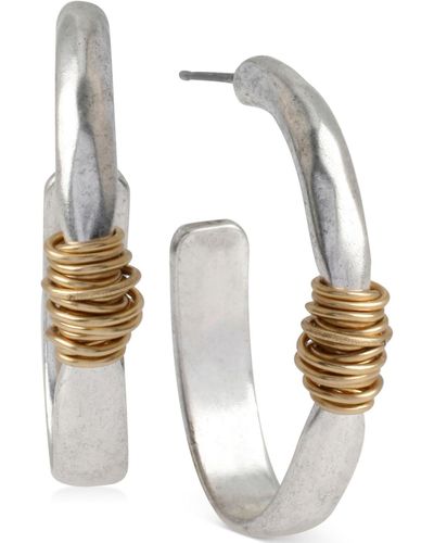 Robert Lee Morris Medium Two-tone Wire-wrapped Oval Hoop Earrings - Metallic