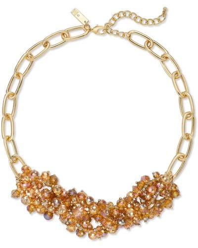 INC International Concepts Gold-tone Bead Cluster Necklace 18.5"+3 Extender - Metallic