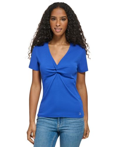 Calvin Klein Twist Front V-neck T-shirt - Blue