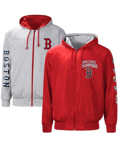 G-III 4Her by Carl Banks Red/gray Boston Red Sox Southpaw Reversible Raglan Hoodie Full-zip Jacket