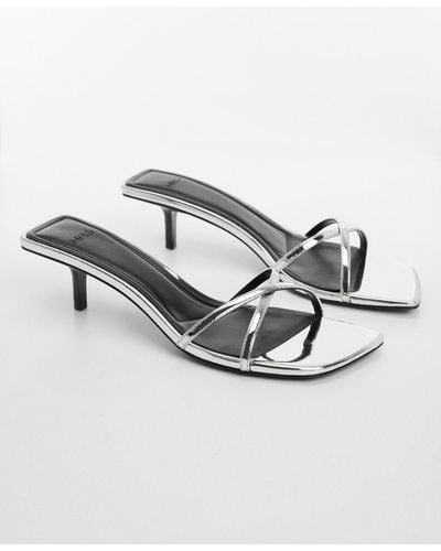 Mango Metallic Strap Sandals - Gray