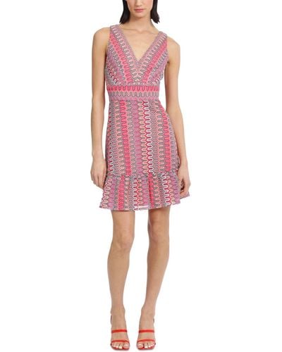 Donna Morgan V-neck Sleeveless Crochet Mini Dress - Pink