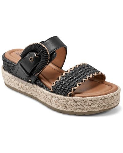 Earth Colla Open Toe Casual Platform Wedge Sandals - Brown