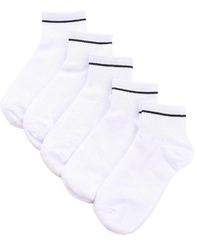 Stems Five Pack Sport Ankle Socks - White