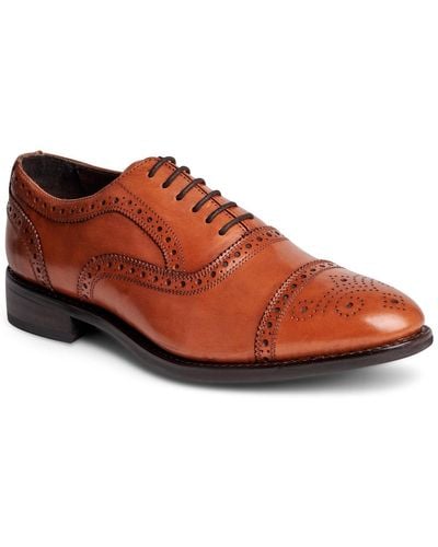 Anthony Veer Ford Quarter Brogue Oxford Rubber Sole Lace-up Dress Shoe - Brown