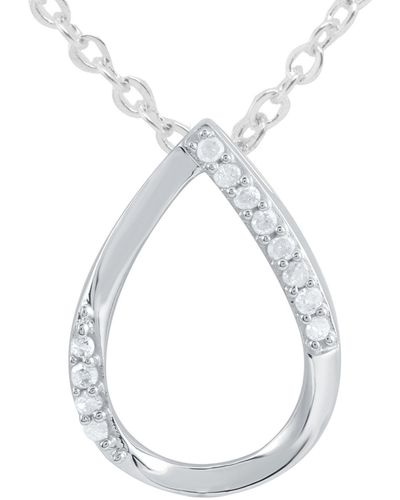 Macy's Diamond Open Teardrop 18" Pendant Necklace (1/10 Ct. T.w. - White