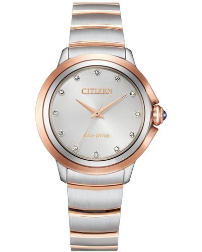 Citizen Eco-drive Ceci Diamond Accent Stainless Steel Bracelet Watch 32mm - Metallic