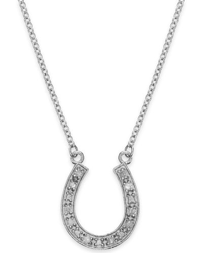 Macy's Diamond Horseshoe Pendant Necklace - Metallic