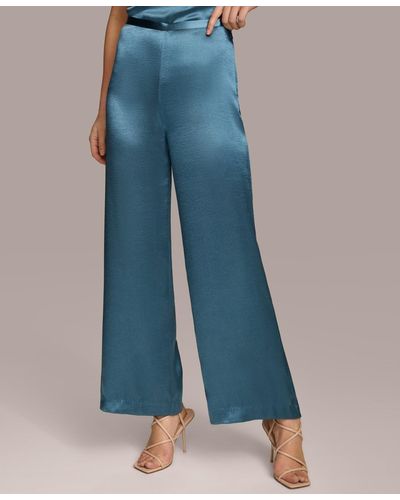 Donna Karan Wide-leg Satin Pants - Blue